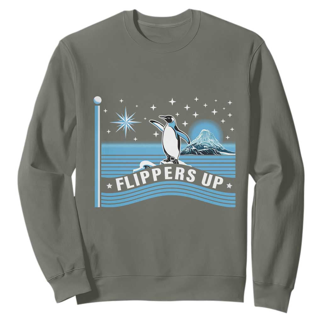 Funny Penguin Resist Sweatshirt Heard Island Flippers Up I Stand With Penguins TS02 Military Green Print Your Wear