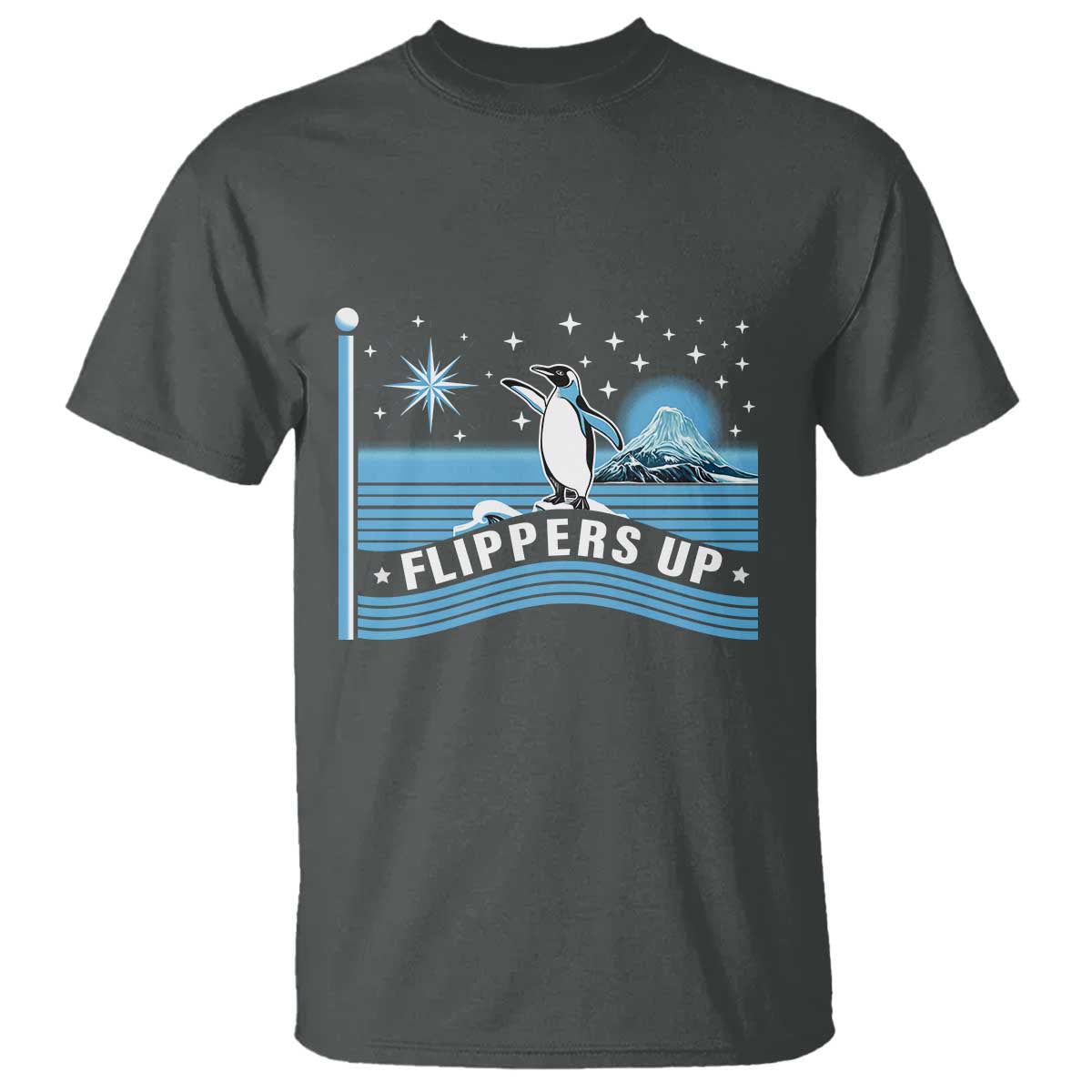 Funny Penguin Resist T Shirt Heard Island Flippers Up I Stand With Penguins TS02 Dark Heather Print Your Wear