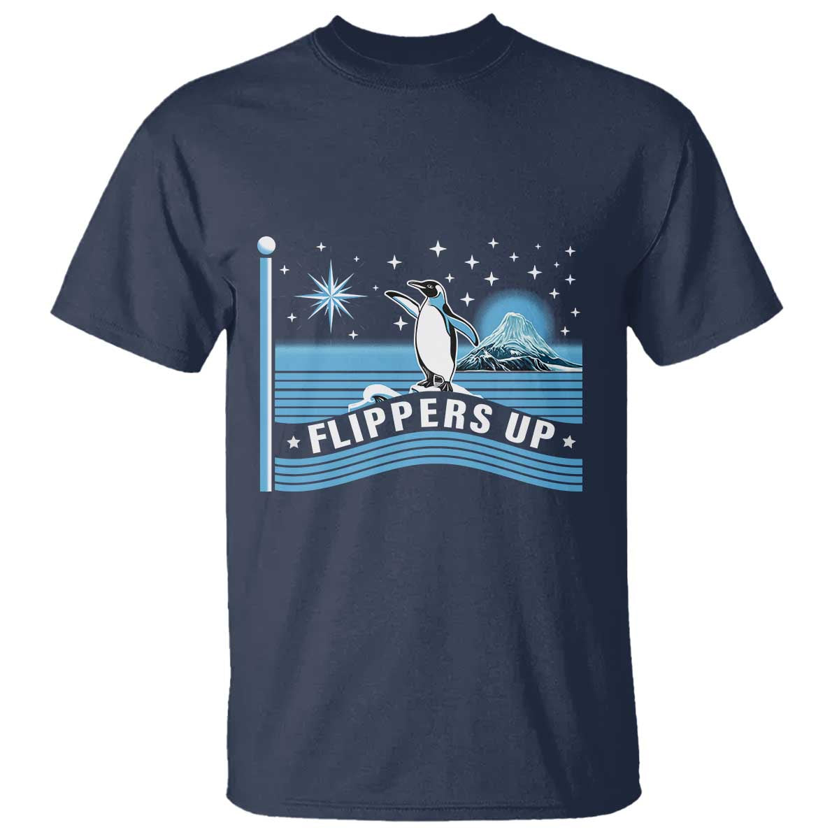 Funny Penguin Resist T Shirt Heard Island Flippers Up I Stand With Penguins TS02 Navy Print Your Wear