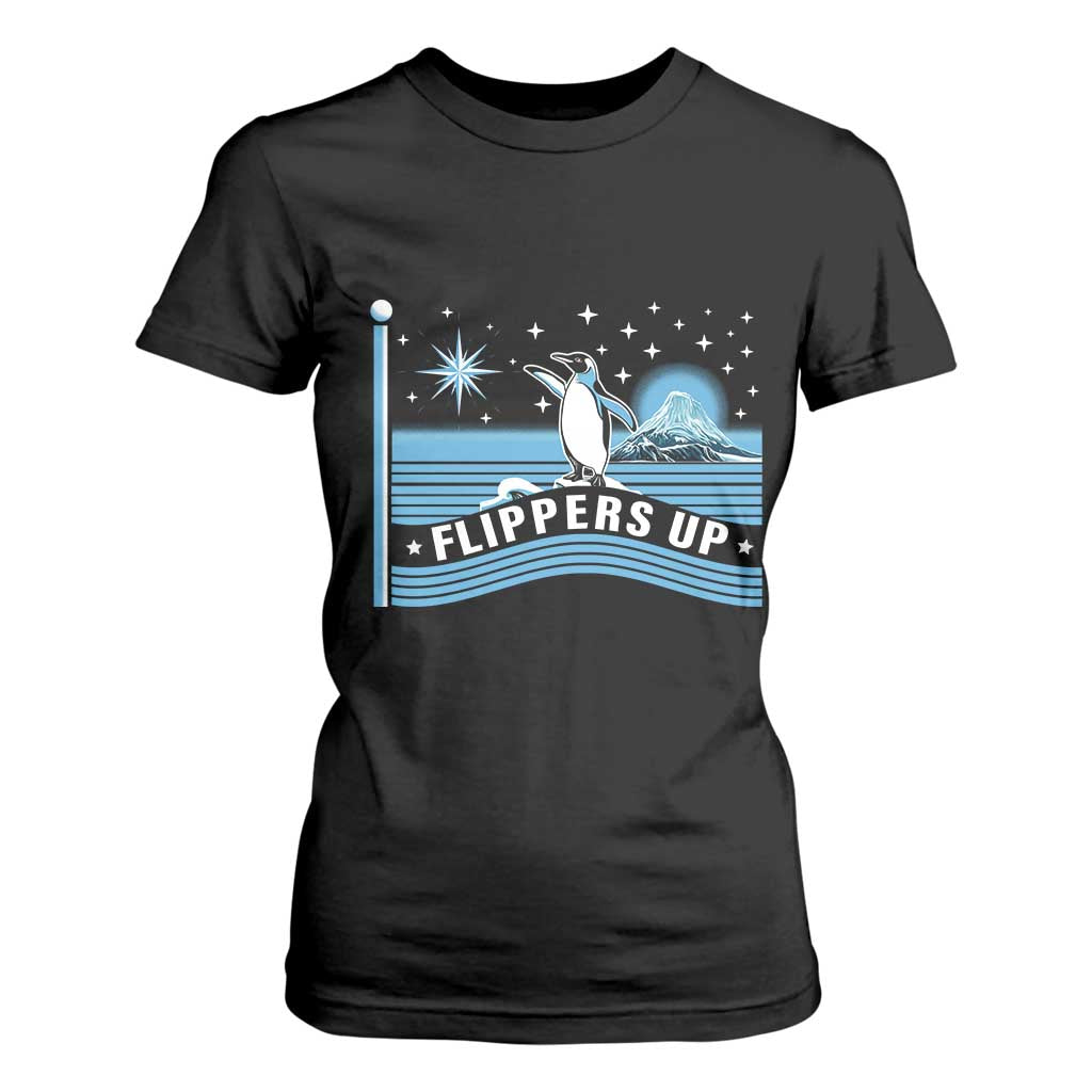 Funny Penguin Resist T Shirt For Women Heard Island Flippers Up I Stand With Penguins TS02 Black Print Your Wear