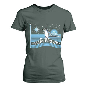 Funny Penguin Resist T Shirt For Women Heard Island Flippers Up I Stand With Penguins TS02 Dark Forest Green Print Your Wear