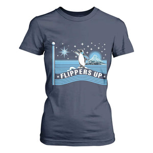 Funny Penguin Resist T Shirt For Women Heard Island Flippers Up I Stand With Penguins TS02 Navy Print Your Wear