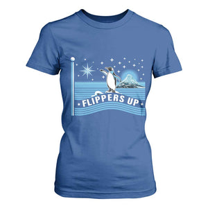 Funny Penguin Resist T Shirt For Women Heard Island Flippers Up I Stand With Penguins TS02 Royal Blue Print Your Wear