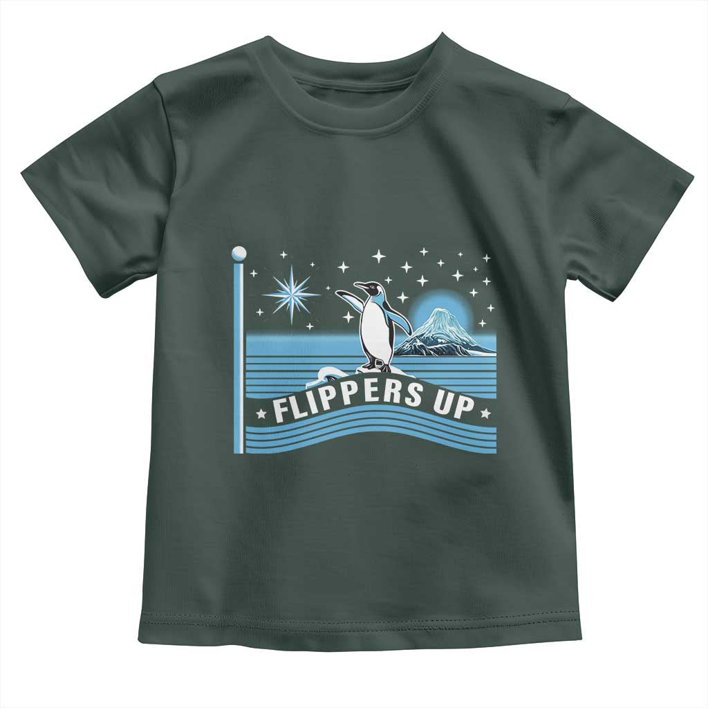 Funny Penguin Resist Toddler T Shirt Heard Island Flippers Up I Stand With Penguins TS02 Dark Forest Green Print Your Wear