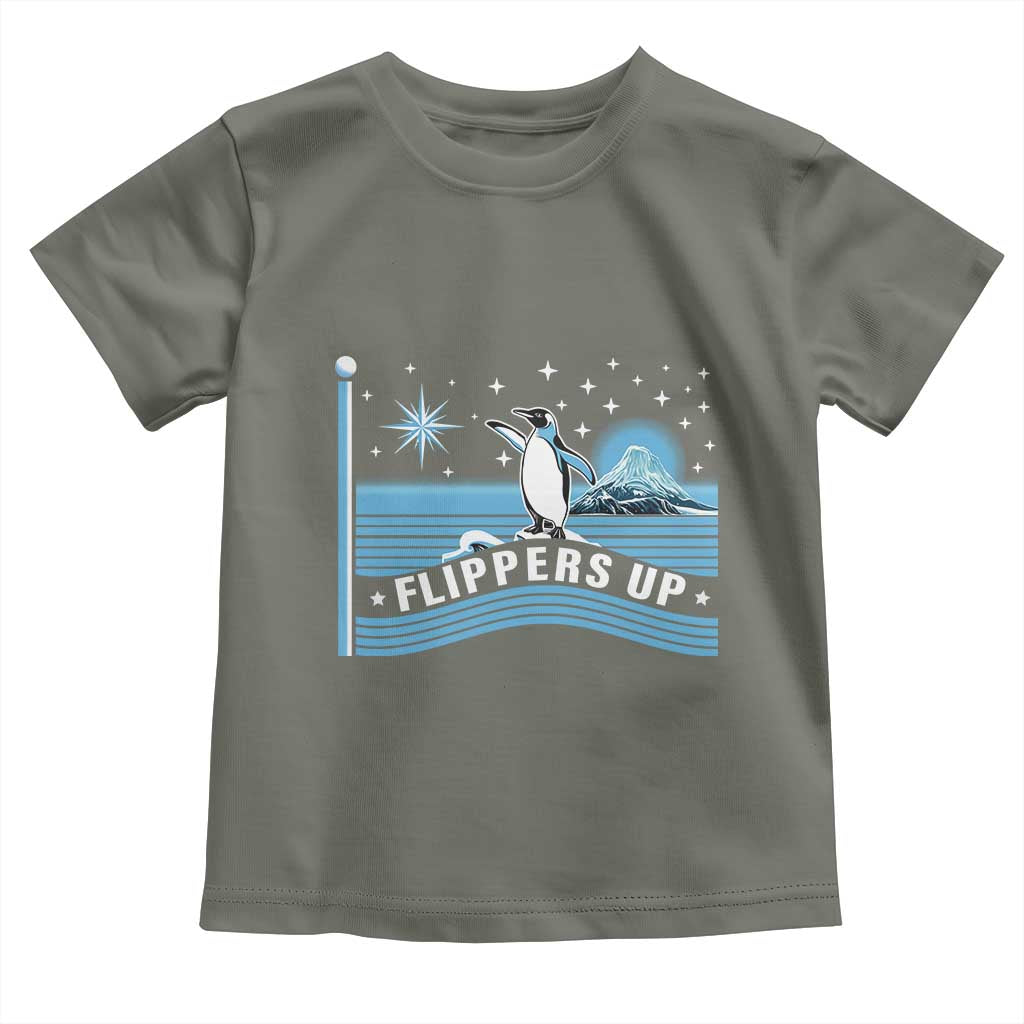 Funny Penguin Resist Toddler T Shirt Heard Island Flippers Up I Stand With Penguins TS02 Military Green Print Your Wear