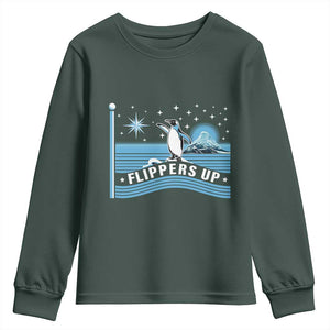 Funny Penguin Resist Youth Sweatshirt Heard Island Flippers Up I Stand With Penguins TS02 Dark Forest Green Print Your Wear