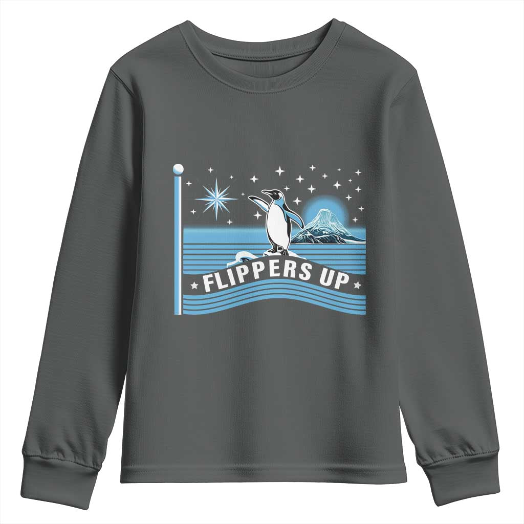 Funny Penguin Resist Youth Sweatshirt Heard Island Flippers Up I Stand With Penguins TS02 Dark Heather Print Your Wear