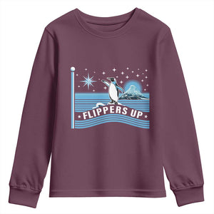 Funny Penguin Resist Youth Sweatshirt Heard Island Flippers Up I Stand With Penguins TS02 Maroon Print Your Wear