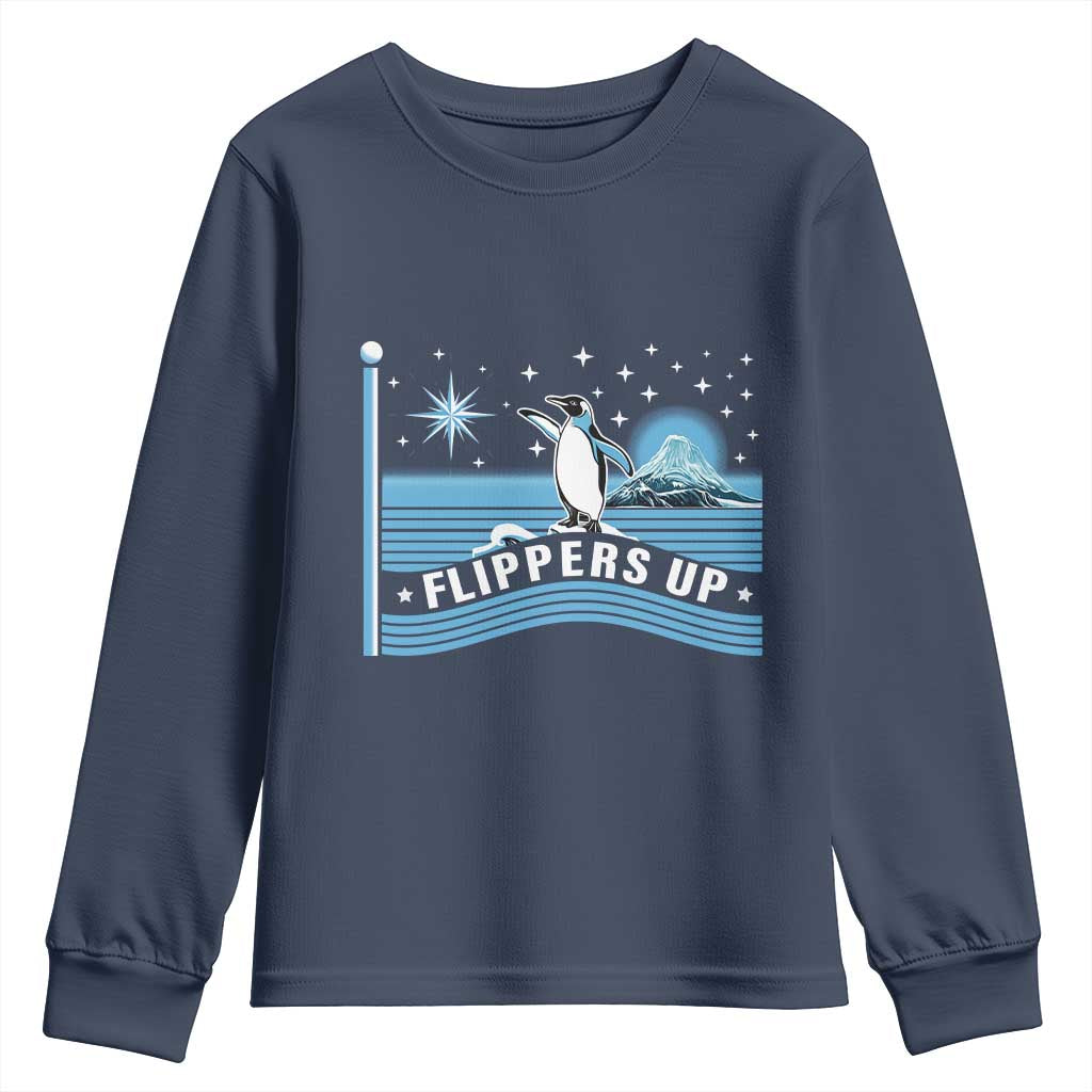 Funny Penguin Resist Youth Sweatshirt Heard Island Flippers Up I Stand With Penguins TS02 Navy Print Your Wear