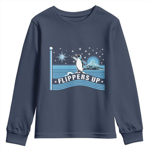 Funny Penguin Resist Youth Sweatshirt Heard Island Flippers Up I Stand With Penguins TS02 Navy Print Your Wear
