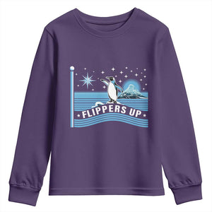Funny Penguin Resist Youth Sweatshirt Heard Island Flippers Up I Stand With Penguins TS02 Purple Print Your Wear