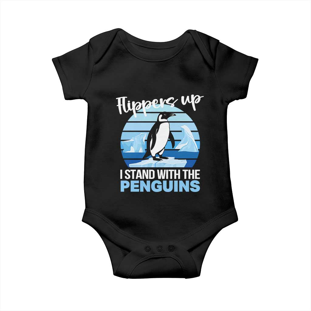 Funny Penguin Resist Baby Onesie Flippers Up I Stand With The Penguins TS02 Black Print Your Wear