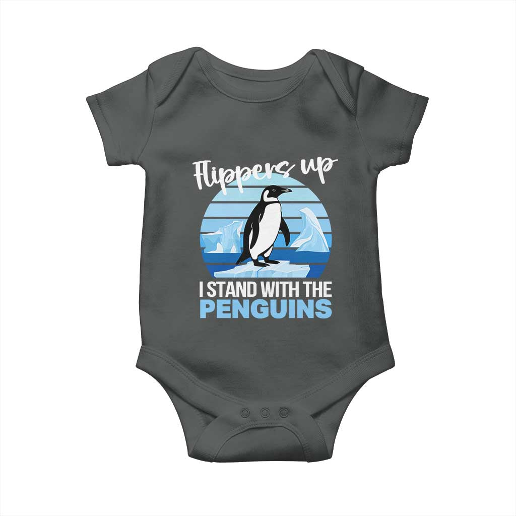 Funny Penguin Resist Baby Onesie Flippers Up I Stand With The Penguins TS02 Dark Heather Print Your Wear