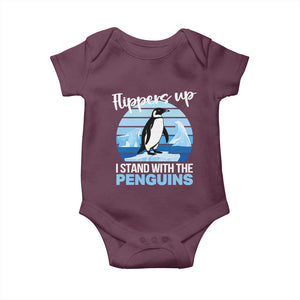 Funny Penguin Resist Baby Onesie Flippers Up I Stand With The Penguins TS02 Maroon Print Your Wear
