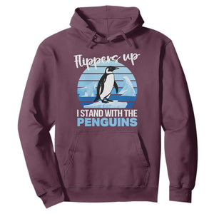 Funny Penguin Resist Hoodie Flippers Up I Stand With The Penguins TS02 Maroon Print Your Wear