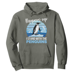 Funny Penguin Resist Hoodie Flippers Up I Stand With The Penguins TS02 Military Green Print Your Wear