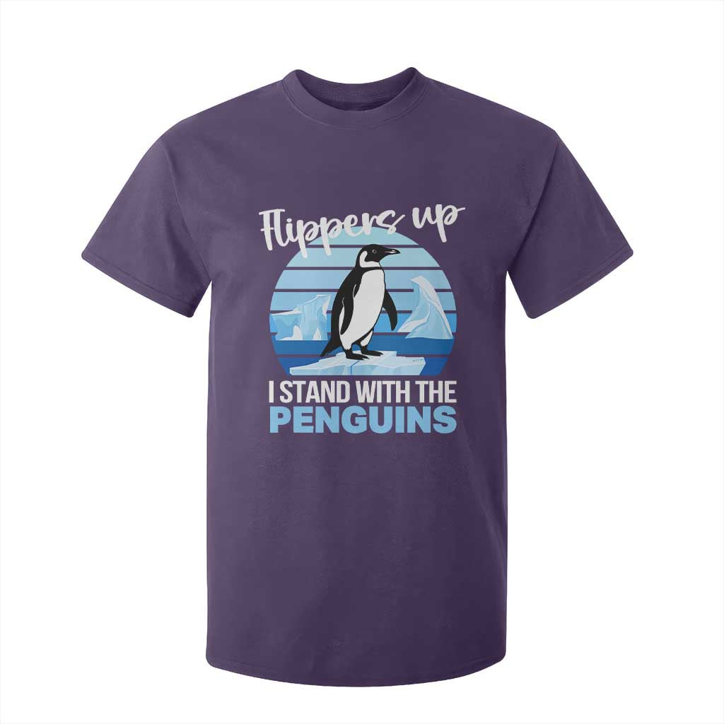 Funny Penguin Resist T Shirt For Kid Flippers Up I Stand With The Penguins TS02 Purple Print Your Wear