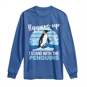 Funny Penguin Resist Long Sleeve Shirt Flippers Up I Stand With The Penguins TS02 Royal Blue Print Your Wear