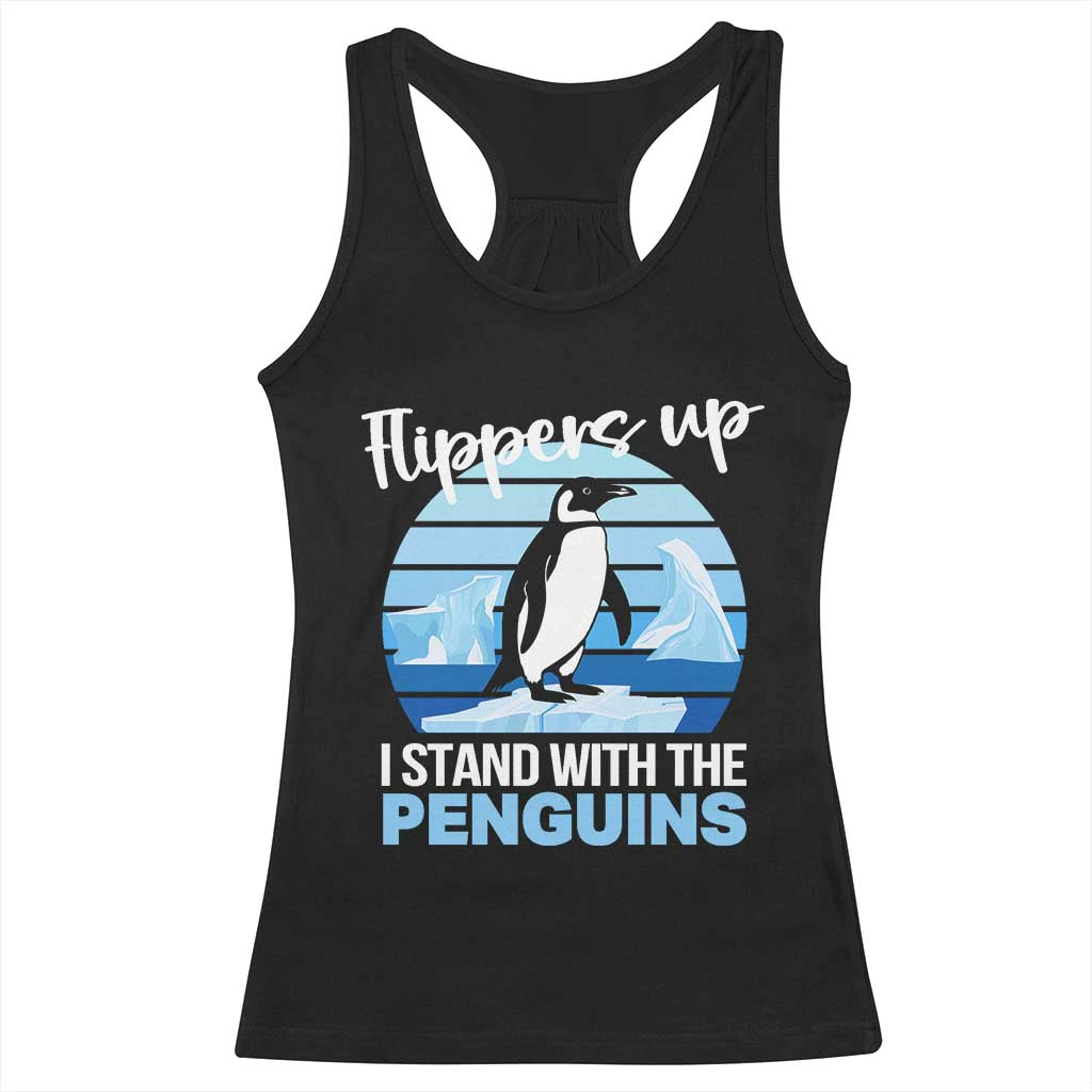 Funny Penguin Resist Racerback Tank Top Flippers Up I Stand With The Penguins TS02 Black Print Your Wear