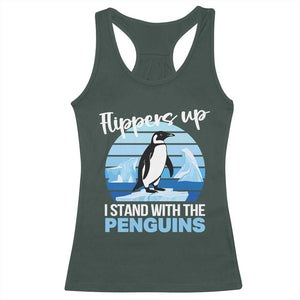 Funny Penguin Resist Racerback Tank Top Flippers Up I Stand With The Penguins TS02 Dark Forest Green Print Your Wear