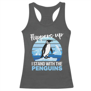 Funny Penguin Resist Racerback Tank Top Flippers Up I Stand With The Penguins TS02 Dark Heather Print Your Wear