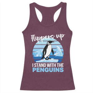 Funny Penguin Resist Racerback Tank Top Flippers Up I Stand With The Penguins TS02 Maroon Print Your Wear