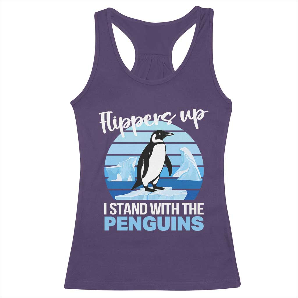 Funny Penguin Resist Racerback Tank Top Flippers Up I Stand With The Penguins TS02 Purple Print Your Wear