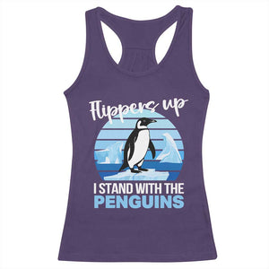 Funny Penguin Resist Racerback Tank Top Flippers Up I Stand With The Penguins TS02 Purple Print Your Wear