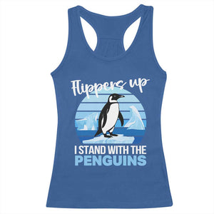 Funny Penguin Resist Racerback Tank Top Flippers Up I Stand With The Penguins TS02 Royal Blue Print Your Wear
