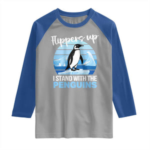 Funny Penguin Resist Raglan Shirt Flippers Up I Stand With The Penguins TS02 Sport Gray Royal Print Your Wear