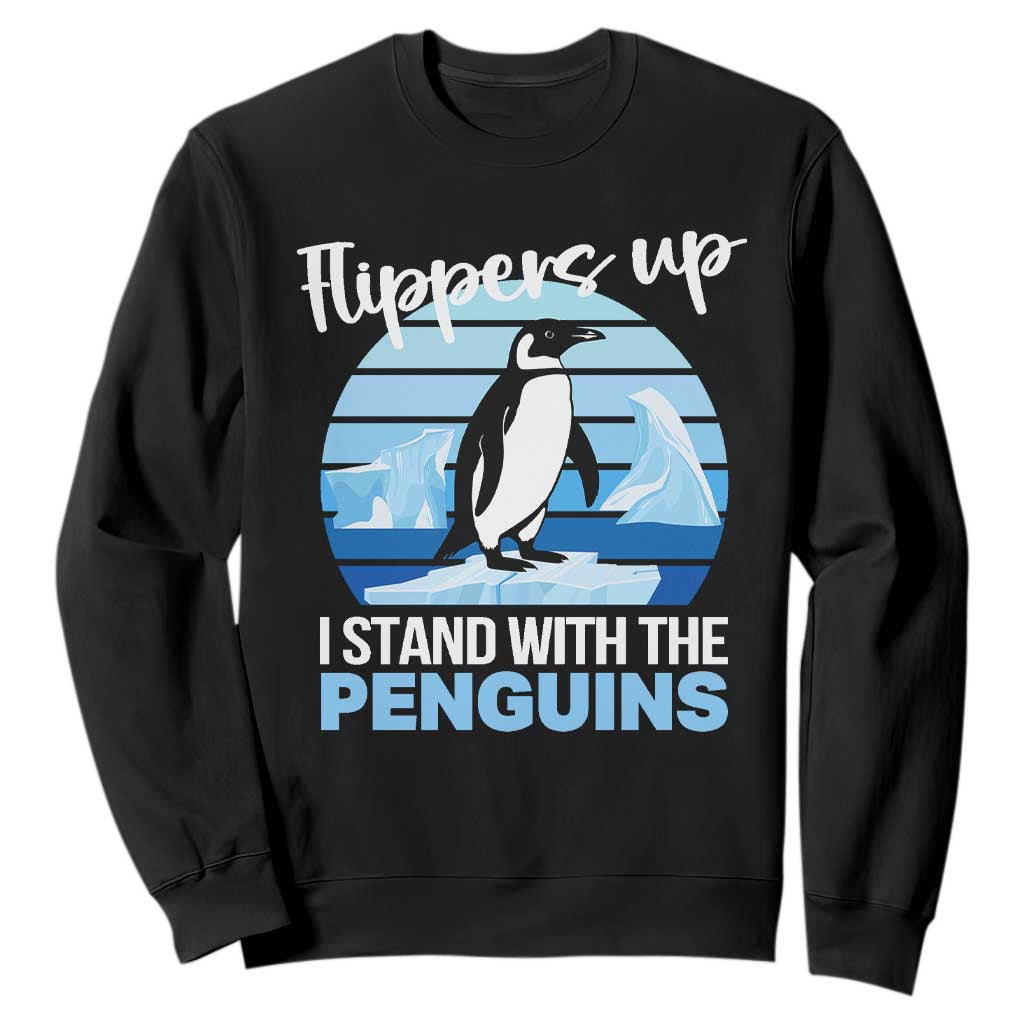 Funny Penguin Resist Sweatshirt Flippers Up I Stand With The Penguins TS02 Black Print Your Wear