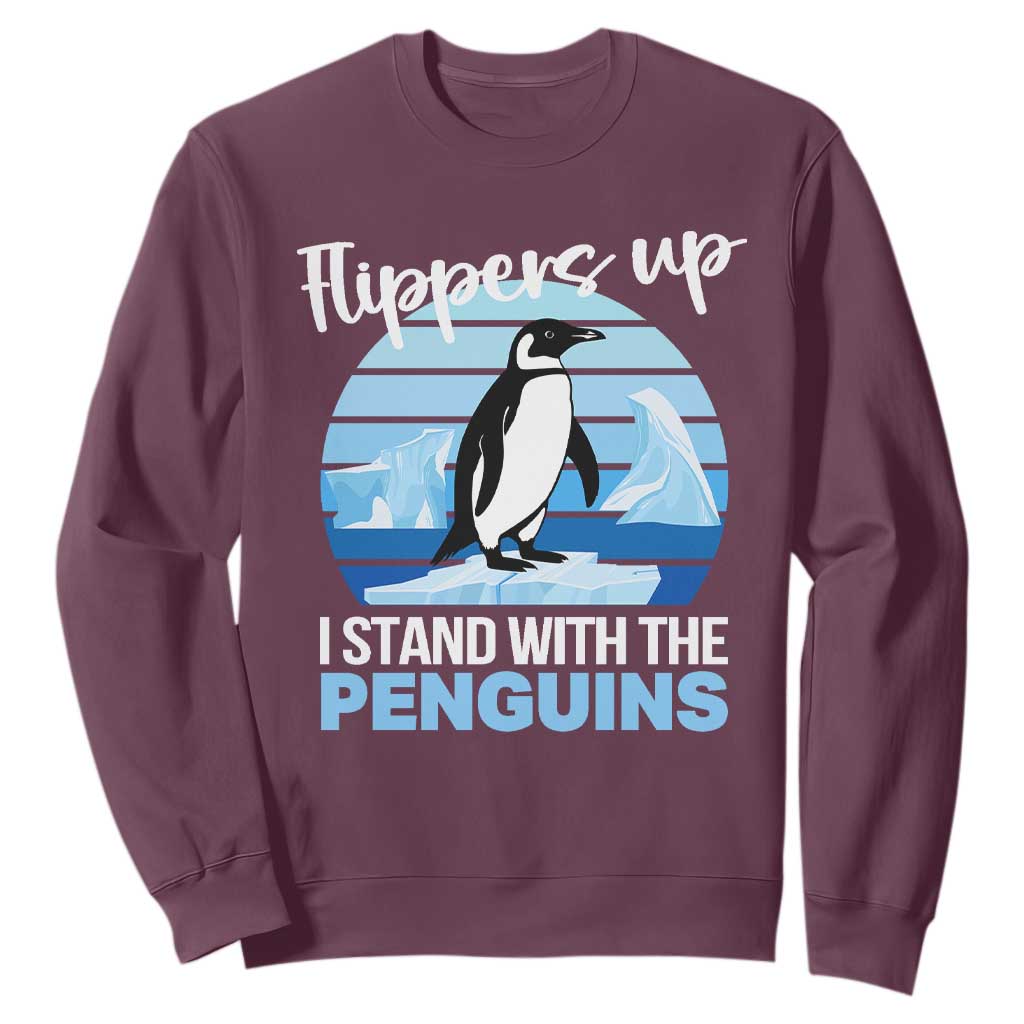 Funny Penguin Resist Sweatshirt Flippers Up I Stand With The Penguins TS02 Maroon Print Your Wear