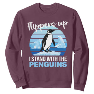Funny Penguin Resist Sweatshirt Flippers Up I Stand With The Penguins TS02 Maroon Print Your Wear
