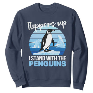 Funny Penguin Resist Sweatshirt Flippers Up I Stand With The Penguins TS02 Navy Print Your Wear