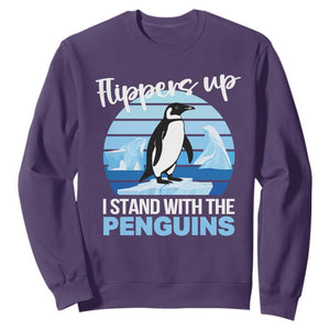 Funny Penguin Resist Sweatshirt Flippers Up I Stand With The Penguins TS02 Purple Print Your Wear