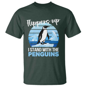 Funny Penguin Resist T Shirt Flippers Up I Stand With The Penguins TS02 Dark Forest Green Print Your Wear