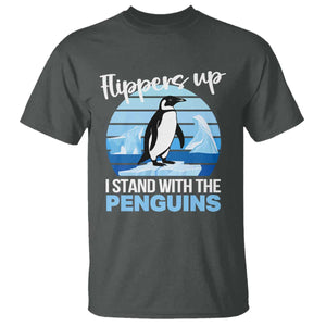 Funny Penguin Resist T Shirt Flippers Up I Stand With The Penguins TS02 Dark Heather Print Your Wear