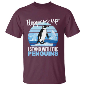 Funny Penguin Resist T Shirt Flippers Up I Stand With The Penguins TS02 Maroon Print Your Wear