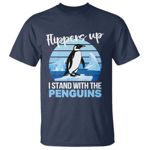 Funny Penguin Resist T Shirt Flippers Up I Stand With The Penguins TS02 Navy Print Your Wear