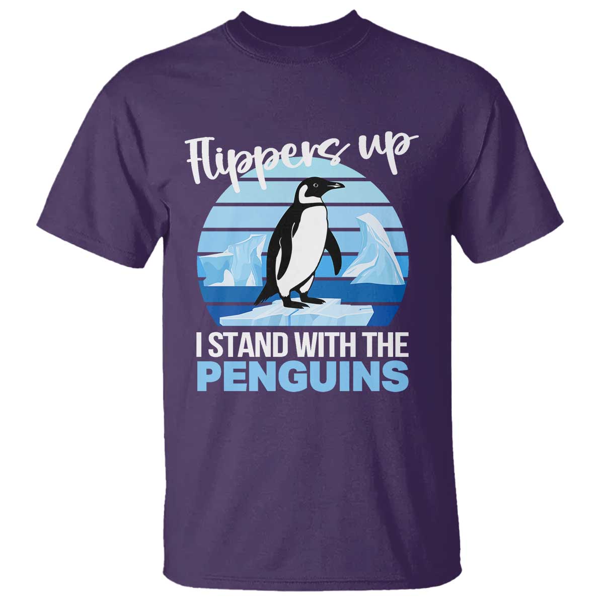 Funny Penguin Resist T Shirt Flippers Up I Stand With The Penguins TS02 Purple Print Your Wear