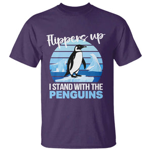 Funny Penguin Resist T Shirt Flippers Up I Stand With The Penguins TS02 Purple Print Your Wear