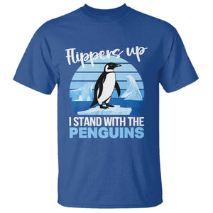 Funny Penguin Resist T Shirt Flippers Up I Stand With The Penguins TS02 Royal Blue Print Your Wear