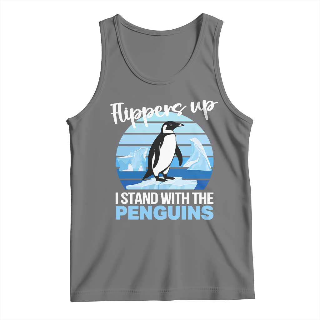 Funny Penguin Resist Tank Top Flippers Up I Stand With The Penguins TS02 Black Heather Print Your Wear