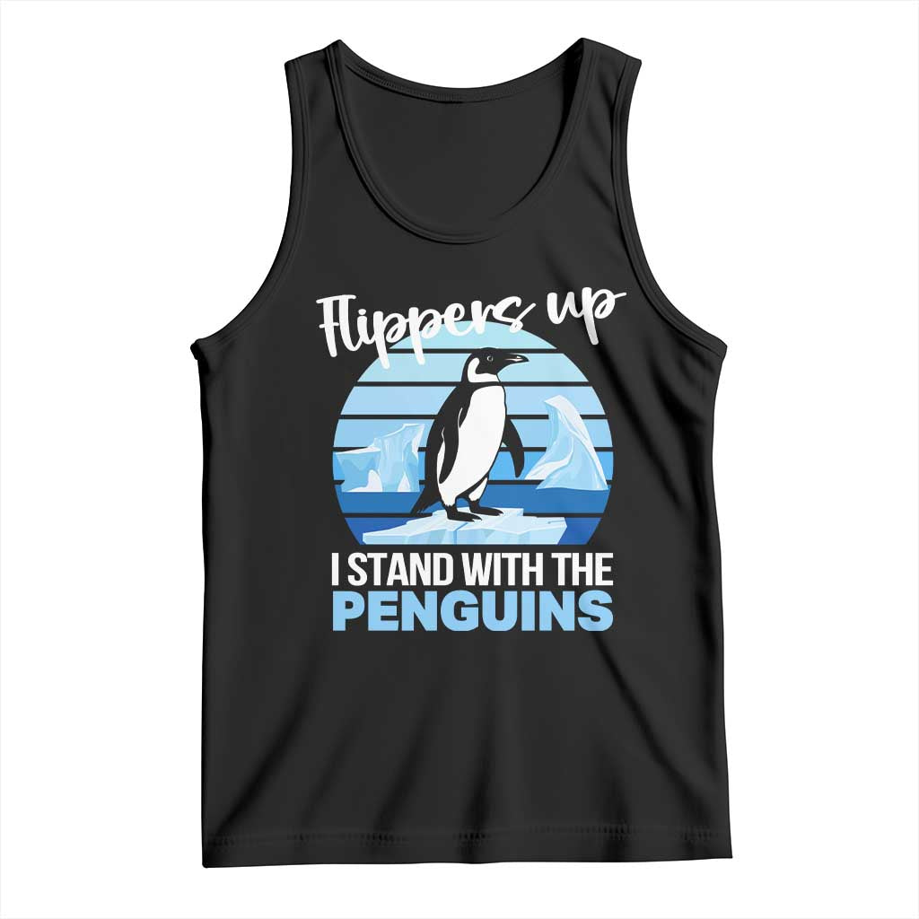 Funny Penguin Resist Tank Top Flippers Up I Stand With The Penguins TS02 Black Print Your Wear