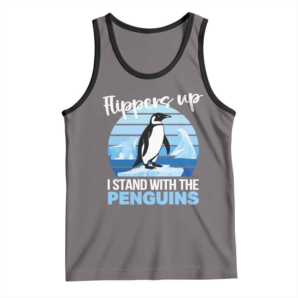 Funny Penguin Resist Tank Top Flippers Up I Stand With The Penguins TS02 Deep Heather Black Print Your Wear