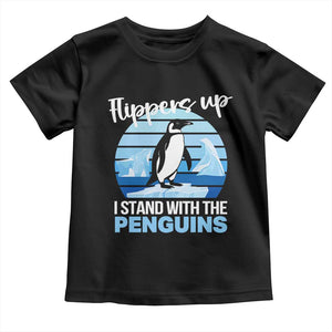 Funny Penguin Resist Toddler T Shirt Flippers Up I Stand With The Penguins TS02 Black Print Your Wear