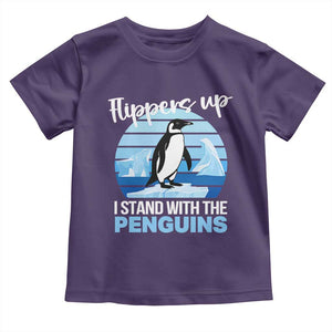 Funny Penguin Resist Toddler T Shirt Flippers Up I Stand With The Penguins TS02 Purple Print Your Wear