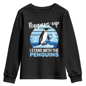 Funny Penguin Resist Youth Sweatshirt Flippers Up I Stand With The Penguins TS02 Black Print Your Wear