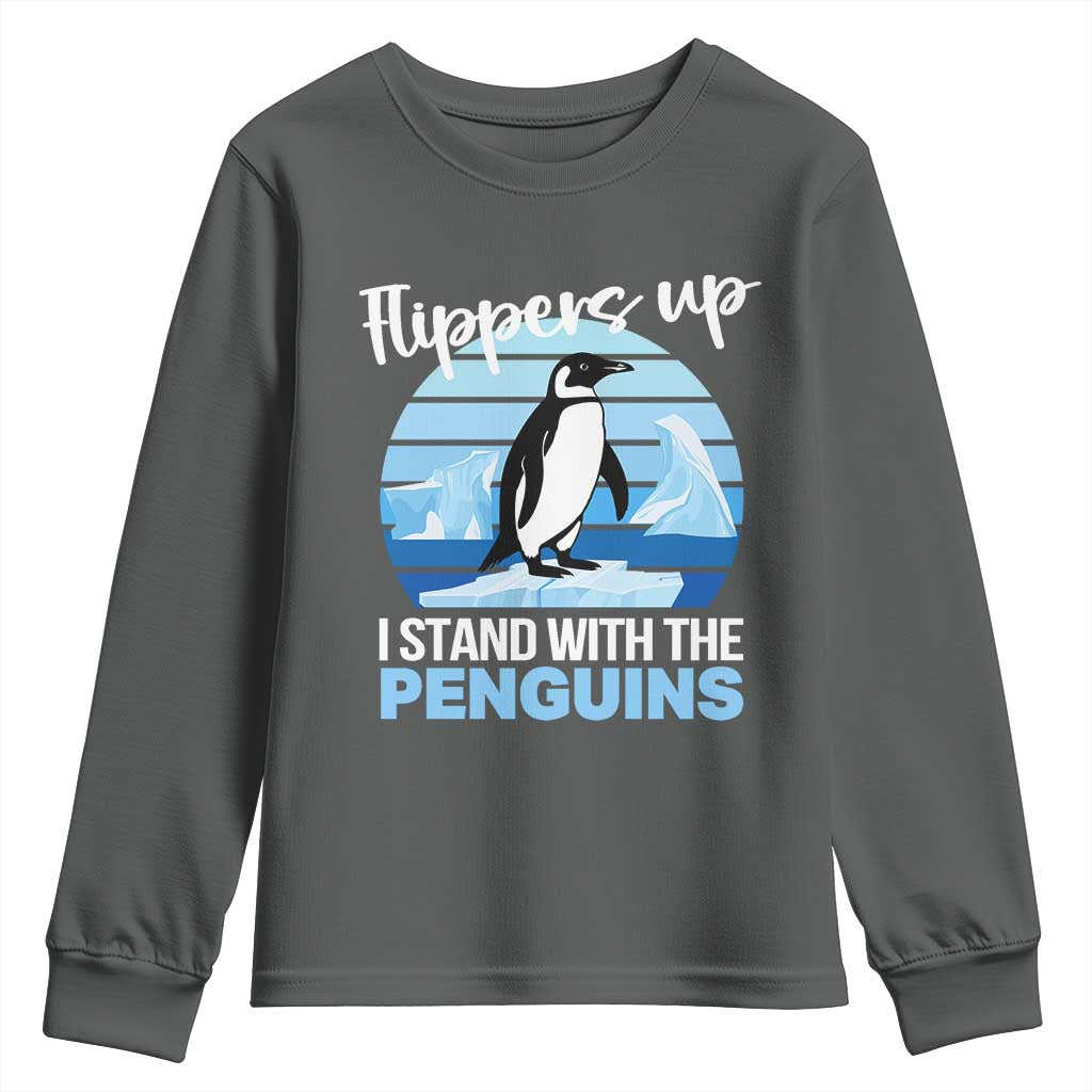 Funny Penguin Resist Youth Sweatshirt Flippers Up I Stand With The Penguins TS02 Dark Heather Print Your Wear