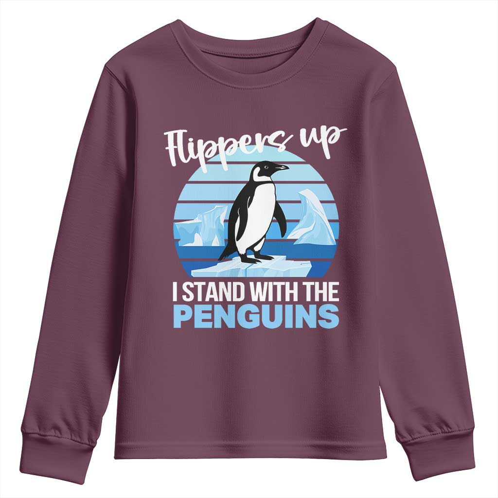 Funny Penguin Resist Youth Sweatshirt Flippers Up I Stand With The Penguins TS02 Maroon Print Your Wear